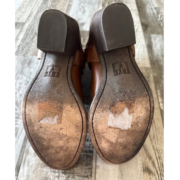 Frye Leather Harness Boots Tabitha Ankle Height Back Zip Size 7.5 Cognac Western - Picture 8 of 12